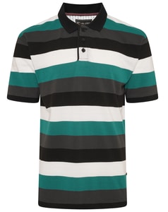 KAM Yarn Dye Stripe Pique Polo Tidepool
